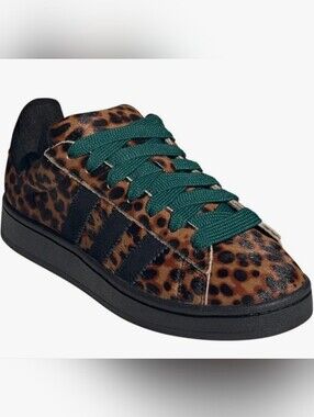 NWT ADIDAS Campus 00s Leopard Print Sneaker with Green Laces